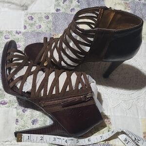Nine West Brown Strappy Heeled Sandals